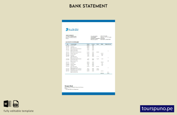 listo para imprimir plantilla de word   extracto bancario de Kuwait Burgan